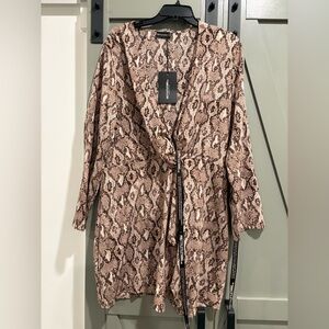 PrettyLittleThing Brown Snake Print Dress